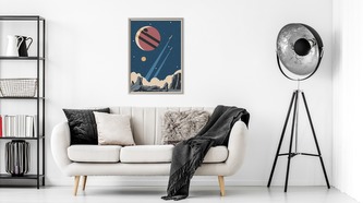 Obraz v rámu Rakety A Hvězdy V Retro Stylu různé rozměry hliníkový rám černá