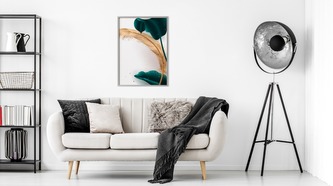 Obraz v rámu Abstraktní Palmový List různé rozměry hliníkový rám stříbrná