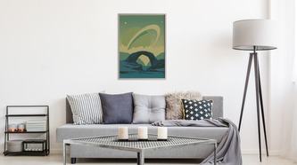 Obraz v rámu Vesmírná Krajina V Retro Stylu různé rozměry hliníkový rám černá