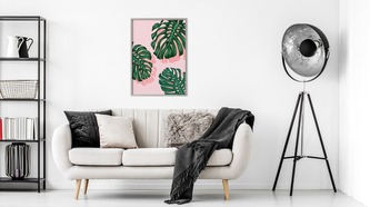 Obraz v rámu Monstera Listy různé rozměry hliníkový rám stříbrná