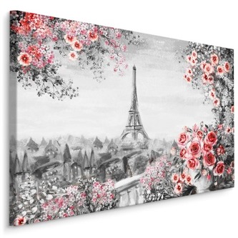 Plátno Květinový Balkon S Výhledem Na Eifferovu Věž