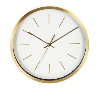Nástěnné hodiny se zlatým rámem 25 cm bílá