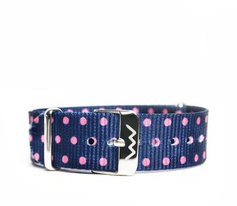 Nylonový pásek Silver Pink Dots