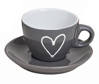 Hrnek espresso s podtalířkem, šedý