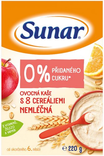 Sunar ovocná kašička mléčná s 8 cereáliemi 225 g