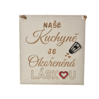 Cedule dřevo Naše kuchyně 26x27 cm