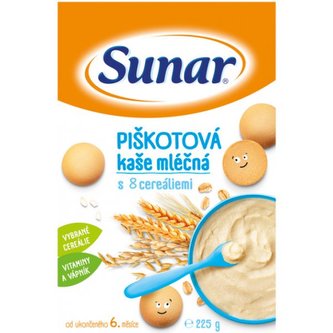 Sunar piškotová kašička mléčná s 8 cereáliemi 225 g