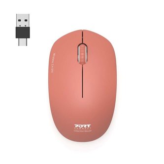 PORT CONNECT Wireless COLLECTION, bezdrátová myš, USB-A a USB-C dongle, 2.4Ghz, 1600DPI, cihlová