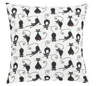 Povláček krepový - kočky - černá, bílá - 40x40cm