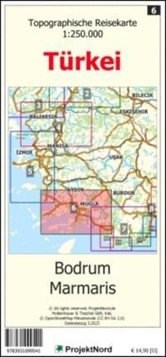 Bodrum - Marmaris - Topographische Reisekarte 1:250.000 Türkei (Blatt 6)