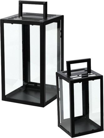 Lucerna na svíčku sada 2 ks sklo / kov