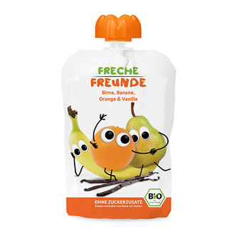 Freche Freunde Ovocná kapsička hruška, banán, pomeranč a vanilka BIO 100 g