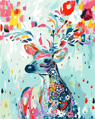 Malowanie po numerach - Kwiecisty Jeleń 40x50cm Malowanie po numerach - Kwiecisty Jeleń 40x50cm