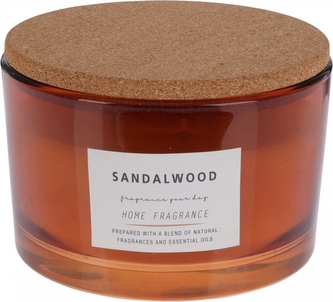 3 knotová vonná svíčka ve skle s korkovým víčkem, hnědé sklo 8x13 cm