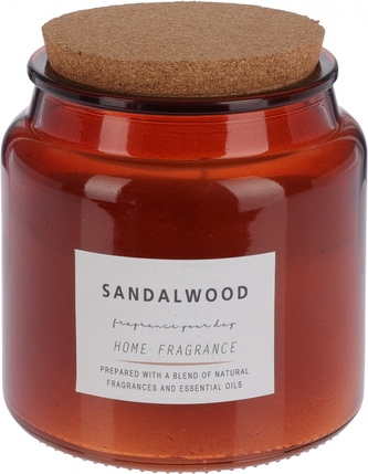 Vonná svíčka ve skle s korkovým víčkem, hnědé sklo 10x10,2 cm