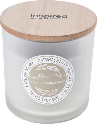 Vonná svíčka INCENSE A SANDALWOOD ve skle s dřevěným víčkem 10x10 cm
