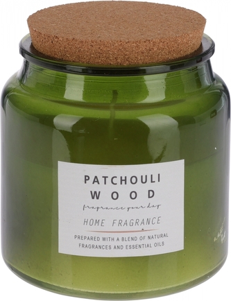 Vonná svíčka ve skle s korkovým víčkem, zelené sklo 10x10,2 cm