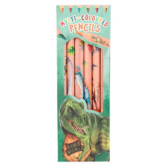 Sada dvoubarevných pastelek Dino World, 6 ks