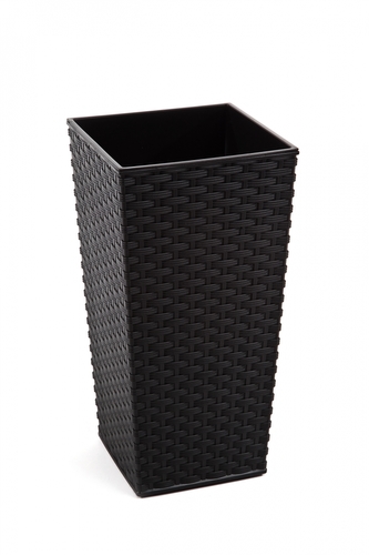 Plastový květináč Finezia ratan 300x300 mm, černý
