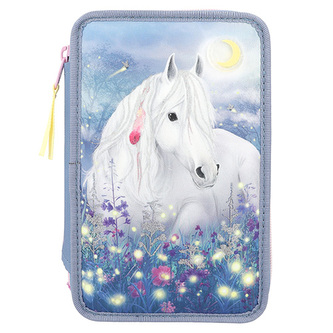 Penál 3 patra s výbavou Miss Melody, Modro-růžový, Miss Melody, světelný efekt