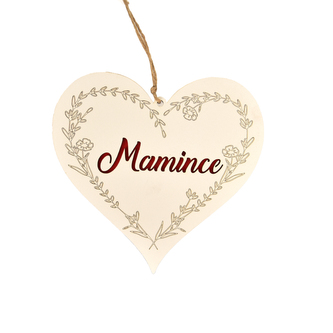 Srdce dřevo Mamince 18x18 cm