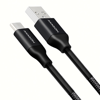 AXAGON BUCM-AM10SB, SPRING kabel USB-C  USB-A, 1m, 3A, oplet, černý