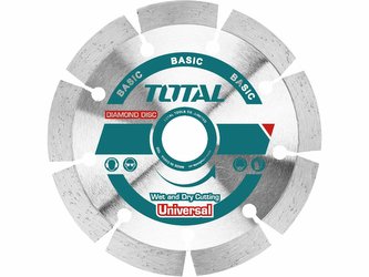Kotouč diamantový řezný, segmentový, suché i mokré řezání, 115mm TOTAL-TOOLS