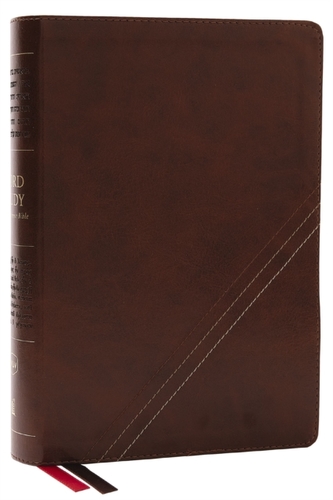 NKJV, Word Study Reference Bible, Leathersoft, Brown, Red Letter, Comfort Print