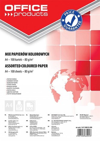 Papier kolorowy A4 5 mix kolorów 100szt