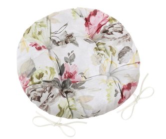 Sedák EMA kulatý prošívaný - šedorůžové květy - průměr 40 cm