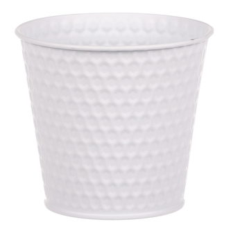 Obal kovový v bílé barvě.