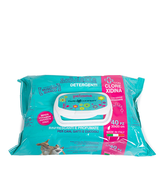 Farm Company Pet Wipes White Musk & Chlorhexidine vlhčené ubrousky pro kočky a psy 40 ks