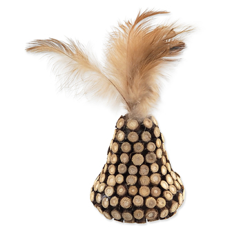 Hračka MAGIC CAT Natural Fun kužel s přírodními pírky a oblepené dřevem