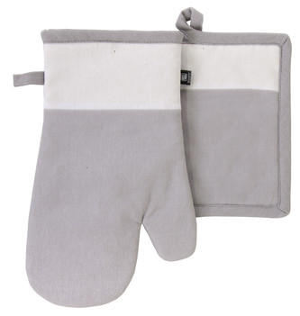 Kuchyňský SET rukavice/chňapka UNIVERSAL tmavě šedá, 18x30 cm/20X20 cm ESSEX, 100% bavlna Kuchyňský SET rukavice/chňapka UNIVERSAL tmavě šedá, 18x30 cm/20X20 cm ESSEX, 100% bavlna