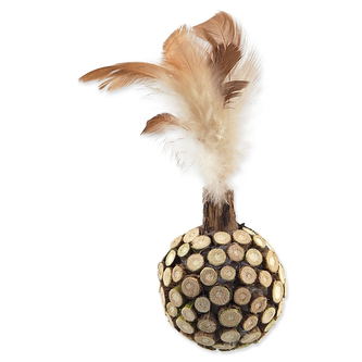 Hračka MAGIC CAT Natural Fun koule s přírodními pírky a oblepené dřevem