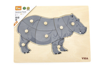 Dřevěná montessori vkládačka - hroch Dřevěná montessori vkládačka - hroch