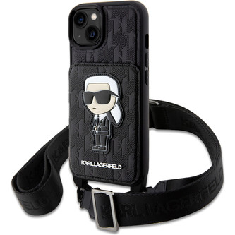 Karl Lagerfeld Saffiano Monogram Crossbody Ikonik NFT Kryt pro iPhone 14 černý