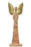 Dřevěný anděl Mango srdce gold s kovovými křídly 115x45x13 cm