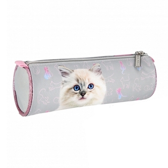 Šedý penál kočička