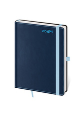 Diář 2024 týdenní B6 Double Blue s poutkem na propisku