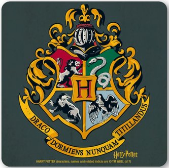 Tácek pod sklenici Harry Potter: Hogwarts Logo (10 x 10 cm)
