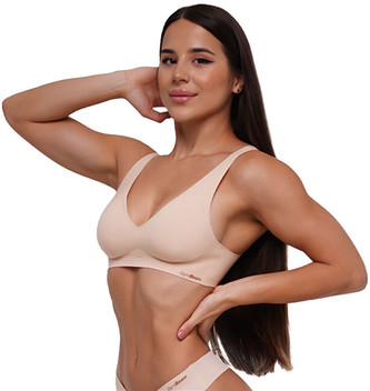 GymBeam Bezešvá podprsenka Beige XS