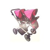 Dětský kočárek pro dvojčata - růžovo/černý