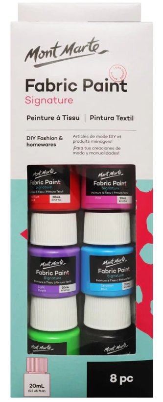 Mont Marte sada barev na textil, 8 x 20ml, č.0022, papírový obal