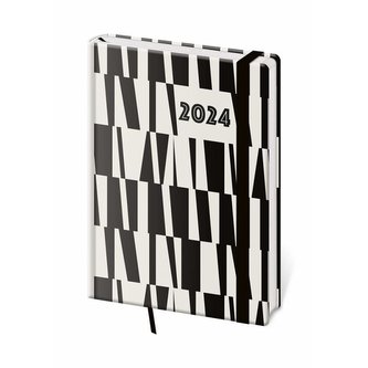 Diář 2024 týdenní A5 Vario - 18 BLACK and WHITE s gumičkou