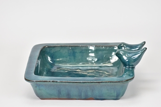 Keramické pítko pro ptáčky Momo II. jakost modré 10,5x29x25 cm