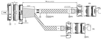 GENZ 4C rovný (MBD) -> 2× MCIO×8 rovný (backplane), 55/55cm, 85ohm kabel (NVMe5)