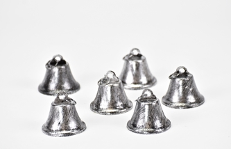 Kovový zvoneček stříbrný sada 6 ks, 4x4,2 cm