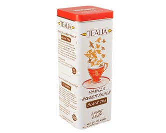 Černý aromatizovaný čaj Tealia Vanilla Ginger Peach - 100 g Černý aromatizovaný čaj Tealia Vanilla Ginger Peach - 100 g