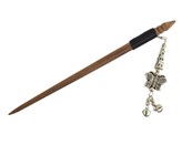 Jehlice do vlasů 18,5 cm, dřevo, rolničky, korálek kov H - motýl